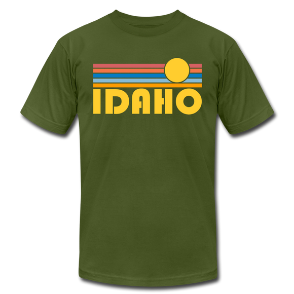 Idaho T-Shirt - Retro Sunrise Unisex Idaho T Shirt - olive