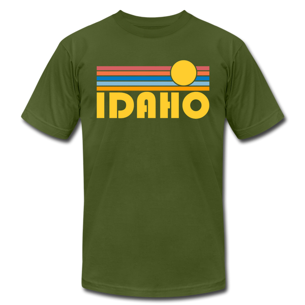 Idaho T-Shirt - Retro Sunrise Unisex Idaho T Shirt - olive