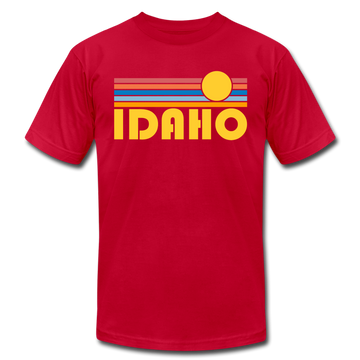 Idaho T-Shirt - Retro Sunrise Unisex Idaho T Shirt - red