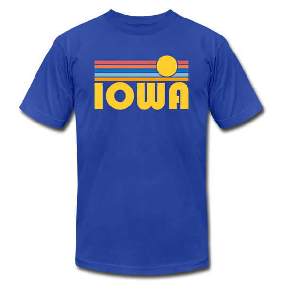Iowa T-Shirt - Retro Sunrise Unisex Iowa T Shirt - royal blue