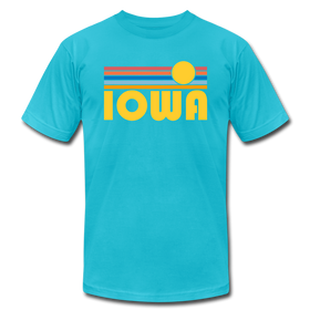 Iowa T-Shirt - Retro Sunrise Unisex Iowa T Shirt - turquoise