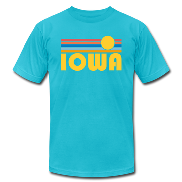 Iowa T-Shirt - Retro Sunrise Unisex Iowa T Shirt - turquoise