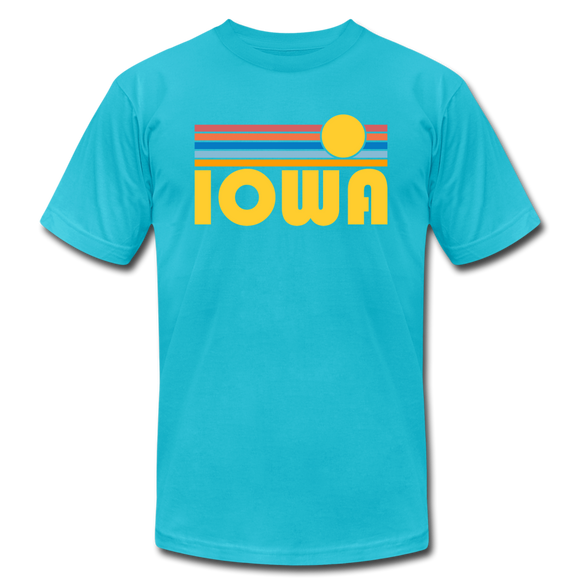 Iowa T-Shirt - Retro Sunrise Unisex Iowa T Shirt - turquoise