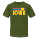 Iowa T-Shirt - Retro Sunrise Unisex Iowa T Shirt - olive