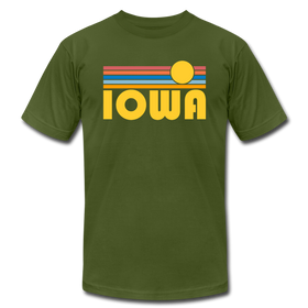Iowa T-Shirt - Retro Sunrise Unisex Iowa T Shirt - olive
