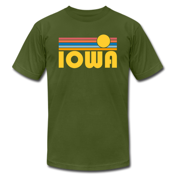 Iowa T-Shirt - Retro Sunrise Unisex Iowa T Shirt - olive