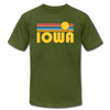 Iowa T-Shirt - Retro Sunrise Unisex Iowa T Shirt - olive