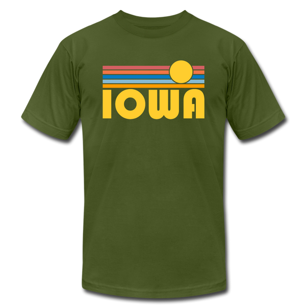 Iowa T-Shirt - Retro Sunrise Unisex Iowa T Shirt - olive