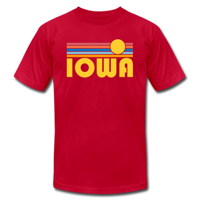Iowa T-Shirt - Retro Sunrise Unisex Iowa T Shirt - red