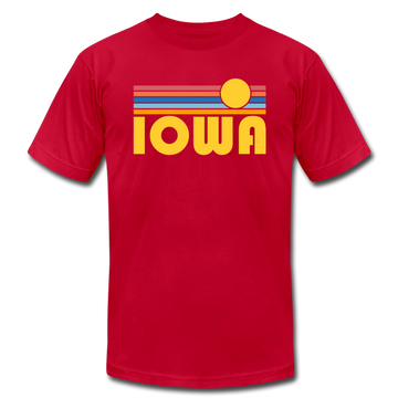 Iowa T-Shirt - Retro Sunrise Unisex Iowa T Shirt - red