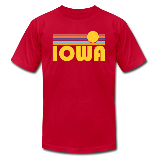 Iowa T-Shirt - Retro Sunrise Unisex Iowa T Shirt - red