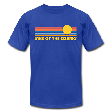 Lake of the Ozarks, Missouri T-Shirt - Retro Sunrise Unisex Lake of the Ozarks T Shirt - royal blue
