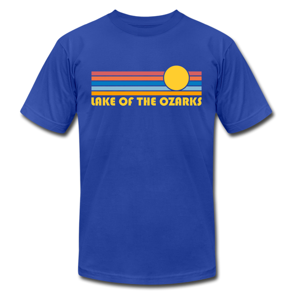 Lake of the Ozarks, Missouri T-Shirt - Retro Sunrise Unisex Lake of the Ozarks T Shirt - royal blue