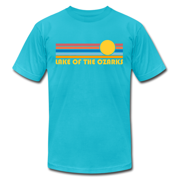 Lake of the Ozarks, Missouri T-Shirt - Retro Sunrise Unisex Lake of the Ozarks T Shirt - turquoise