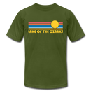 Lake of the Ozarks, Missouri T-Shirt - Retro Sunrise Unisex Lake of the Ozarks T Shirt - olive