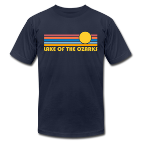 Lake of the Ozarks, Missouri T-Shirt - Retro Sunrise Unisex Lake of the Ozarks T Shirt - navy