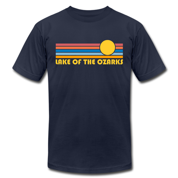 Lake of the Ozarks, Missouri T-Shirt - Retro Sunrise Unisex Lake of the Ozarks T Shirt - navy