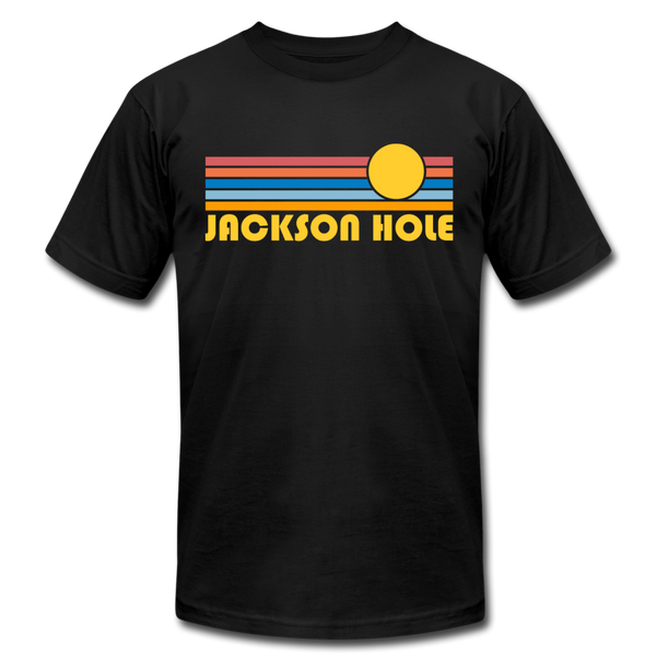 Jackson Hole, Wyoming T-Shirt - Retro Sunrise Unisex Jackson Hole T Shirt - black
