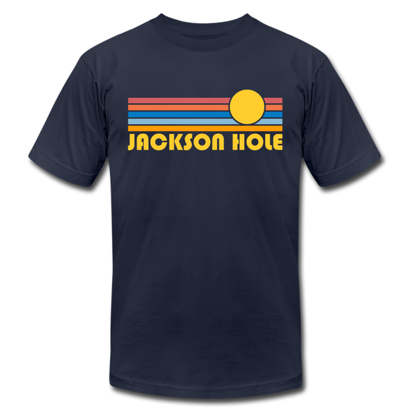 Jackson Hole, Wyoming T-Shirt - Retro Sunrise Unisex Jackson Hole T Shirt - navy