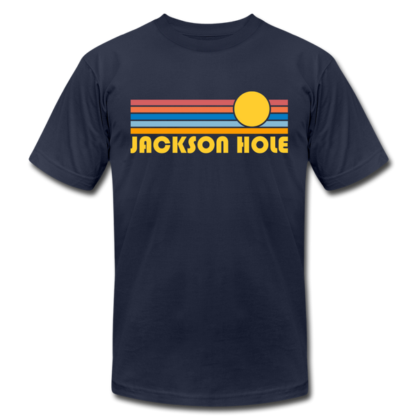 Jackson Hole, Wyoming T-Shirt - Retro Sunrise Unisex Jackson Hole T Shirt - navy