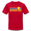 Jackson Hole, Wyoming T-Shirt - Retro Sunrise Unisex Jackson Hole T Shirt - red