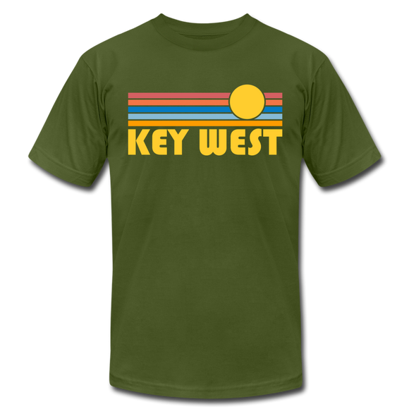 Key West, Florida T-Shirt - Retro Sunrise Unisex Key West T Shirt - olive