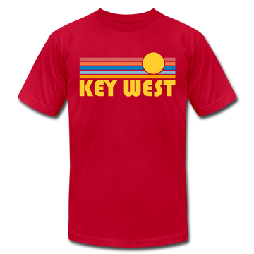 Key West, Florida T-Shirt - Retro Sunrise Unisex Key West T Shirt - red