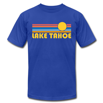 Lake Tahoe, California T-Shirt - Retro Sunrise Unisex Lake Tahoe T Shirt - royal blue
