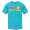 Lake Tahoe, California T-Shirt - Retro Sunrise Unisex Lake Tahoe T Shirt - turquoise