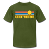 Lake Tahoe, California T-Shirt - Retro Sunrise Unisex Lake Tahoe T Shirt - olive
