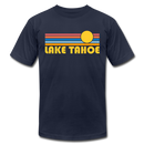 Lake Tahoe, California T-Shirt - Retro Sunrise Unisex Lake Tahoe T Shirt - navy