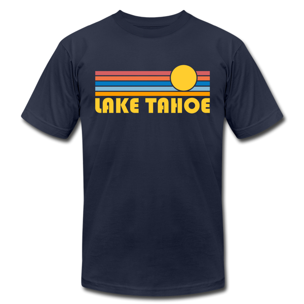 Lake Tahoe, California T-Shirt - Retro Sunrise Unisex Lake Tahoe T Shirt - navy