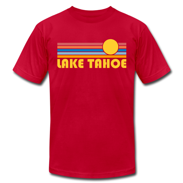 Lake Tahoe, California T-Shirt - Retro Sunrise Unisex Lake Tahoe T Shirt - red