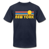 New York, New York T-Shirt - Retro Sunrise Unisex New York T Shirt - navy