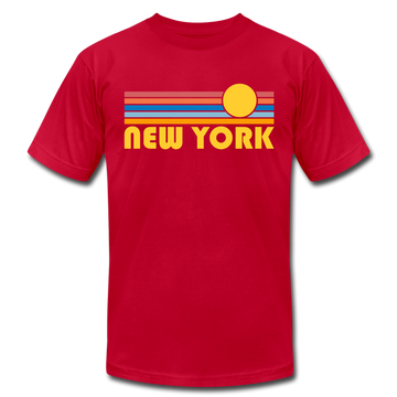 New York, New York T-Shirt - Retro Sunrise Unisex New York T Shirt - red