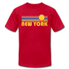 New York, New York T-Shirt - Retro Sunrise Unisex New York T Shirt - red