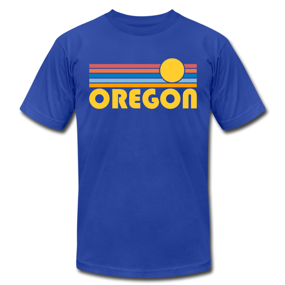 Oregon T-Shirt - Retro Sunrise Unisex Oregon T Shirt - royal blue