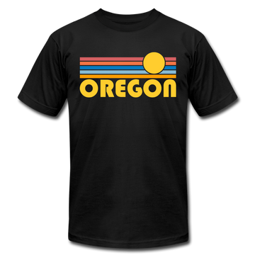 Oregon T-Shirt - Retro Sunrise Unisex Oregon T Shirt - black