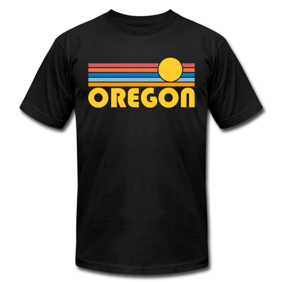 Oregon T-Shirt - Retro Sunrise Unisex Oregon T Shirt - black