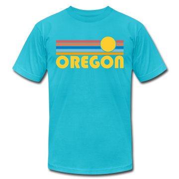 Oregon T-Shirt - Retro Sunrise Unisex Oregon T Shirt - turquoise
