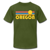 Oregon T-Shirt - Retro Sunrise Unisex Oregon T Shirt - olive