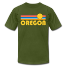 Oregon T-Shirt - Retro Sunrise Unisex Oregon T Shirt - olive