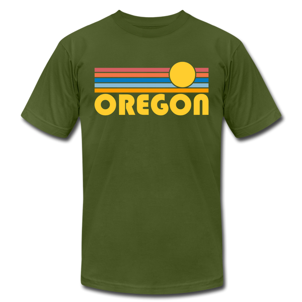 Oregon T-Shirt - Retro Sunrise Unisex Oregon T Shirt - olive