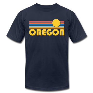 Oregon T-Shirt - Retro Sunrise Unisex Oregon T Shirt - navy