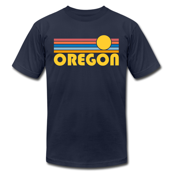 Oregon T-Shirt - Retro Sunrise Unisex Oregon T Shirt - navy