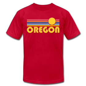 Oregon T-Shirt - Retro Sunrise Unisex Oregon T Shirt - red