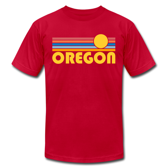 Oregon T-Shirt - Retro Sunrise Unisex Oregon T Shirt - red