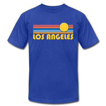 Los Angeles, California T-Shirt - Retro Sunrise Unisex Los Angeles T Shirt - royal blue