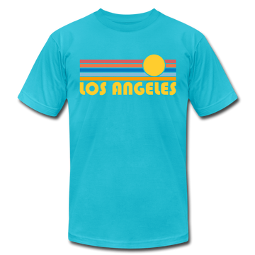 Los Angeles, California T-Shirt - Retro Sunrise Unisex Los Angeles T Shirt - turquoise
