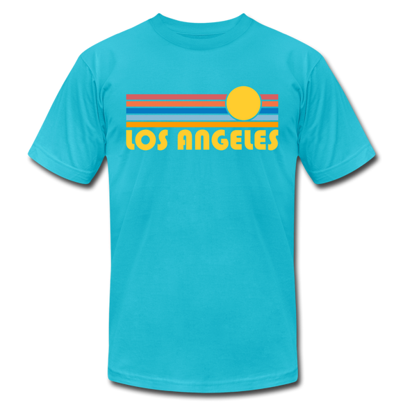Los Angeles, California T-Shirt - Retro Sunrise Unisex Los Angeles T Shirt - turquoise